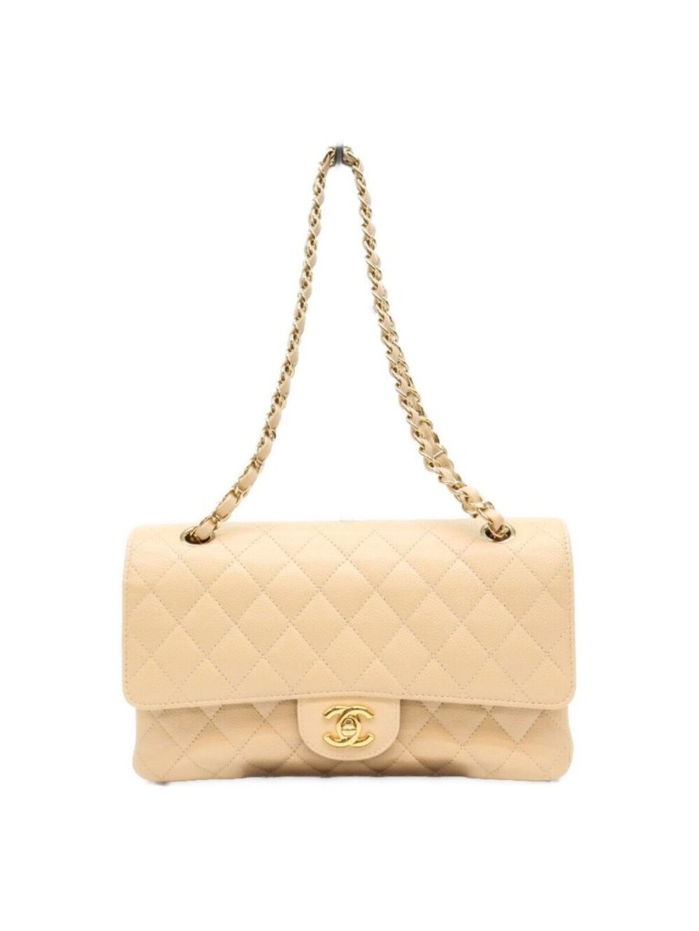 Chanel Light Beige Caviar Quilted 25 Shoulder Bag